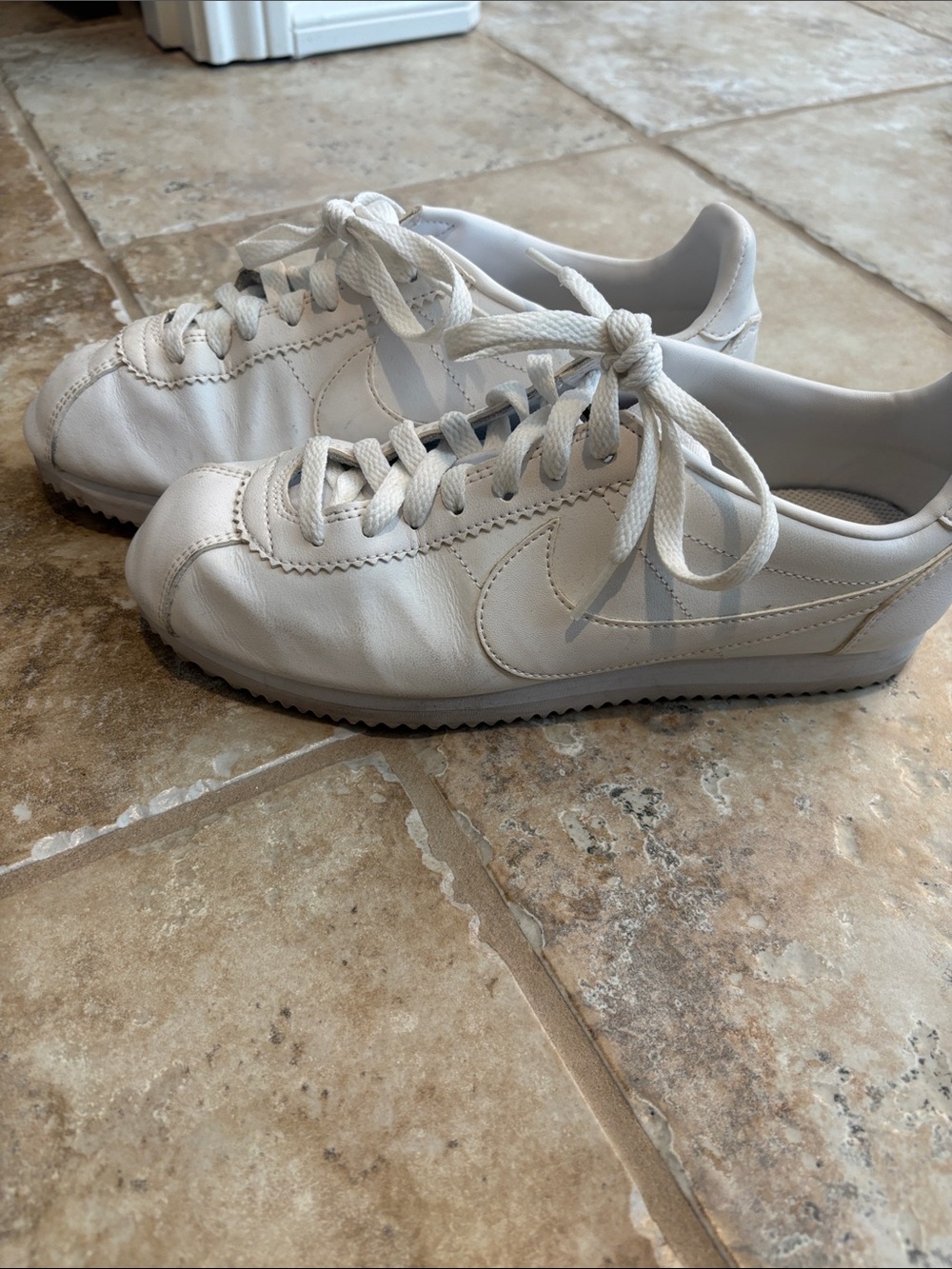 Nike Women’s White Leather Cortez-Style Sneakers